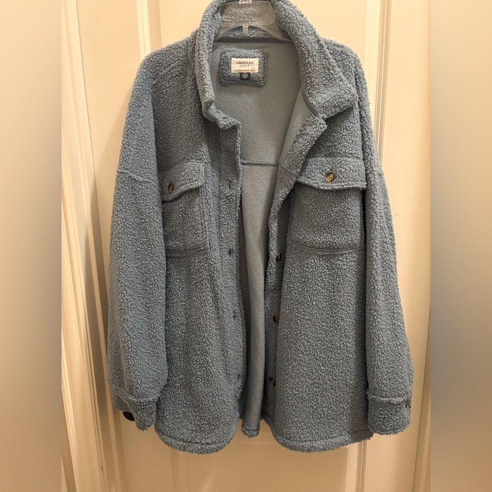American Eagle Outfitters Light Blue Teddy Jacket